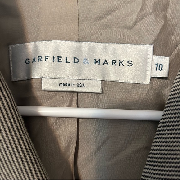 Garfield & Marks Vintage Linen Blend Knit Taupe Gray Blazer Button Detail Sz 10 - Picture 8 of 12